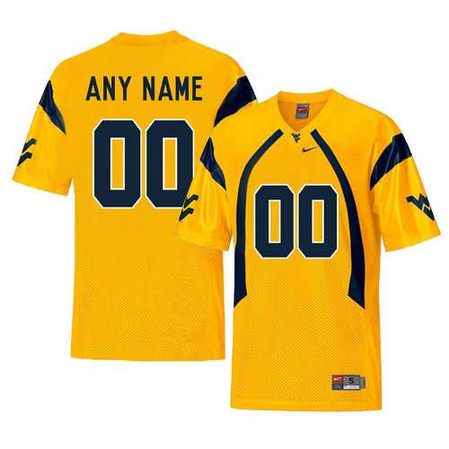 Men%27s West Virginia Mountaineers Gold Customized College Football Jersey